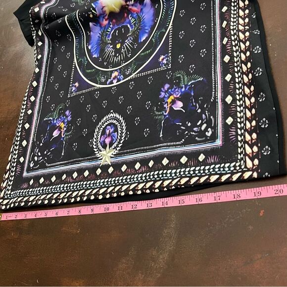 MIX & CHIC PURPLE IRIS BLACK FLORAL PRINT UNIQUE Mini dress Top  CLASSY - Picture 12 of 12